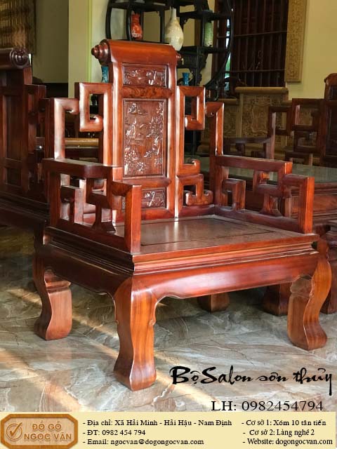 Bộ bàn ghế sơn thủy gỗ gụ