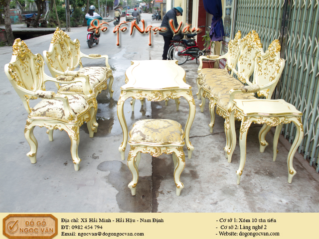 Bộ bàn ghế louis giát vàng Ý
