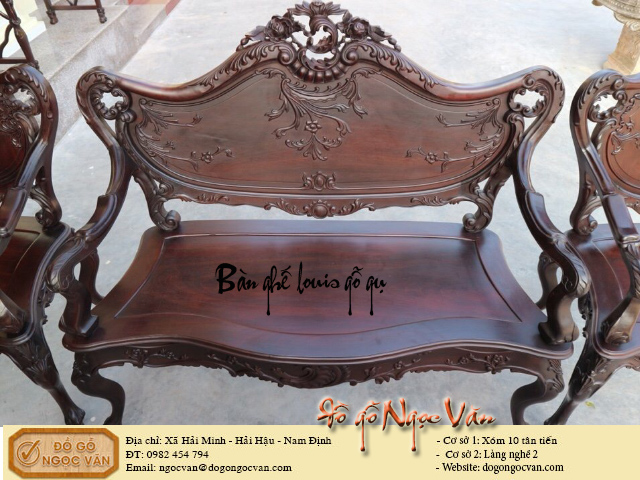 Bộ bàn ghế Louis gỗ gụ phong cách pháp cổ điển